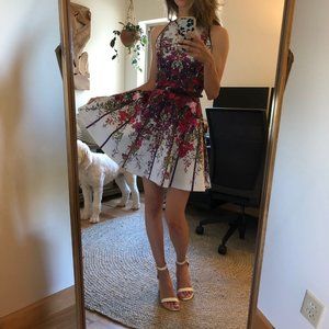 Ted Baker London Lattice Floral "Bloomze" Belted Skater Dress | Multi Size 0